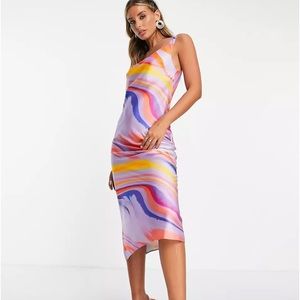 NEW WITH TAGS ASOS purple marble midi slip dress